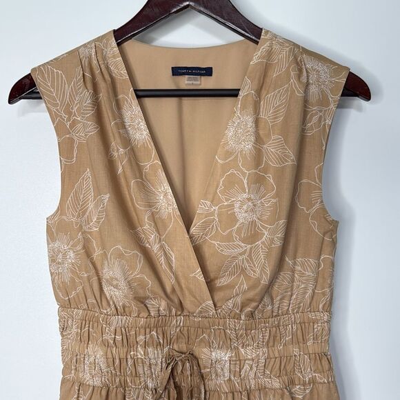 Tommy Hilfiger Tan Floral Mini Dress Size 2 - Picture 3 of 7